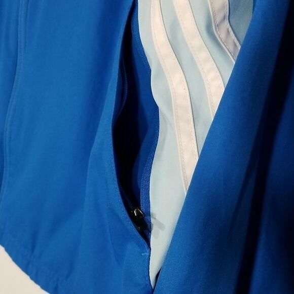 Adidas Jacket Women's Large Team Performance Full Zip Long Sleeve Blue White - Picture 5 of 7